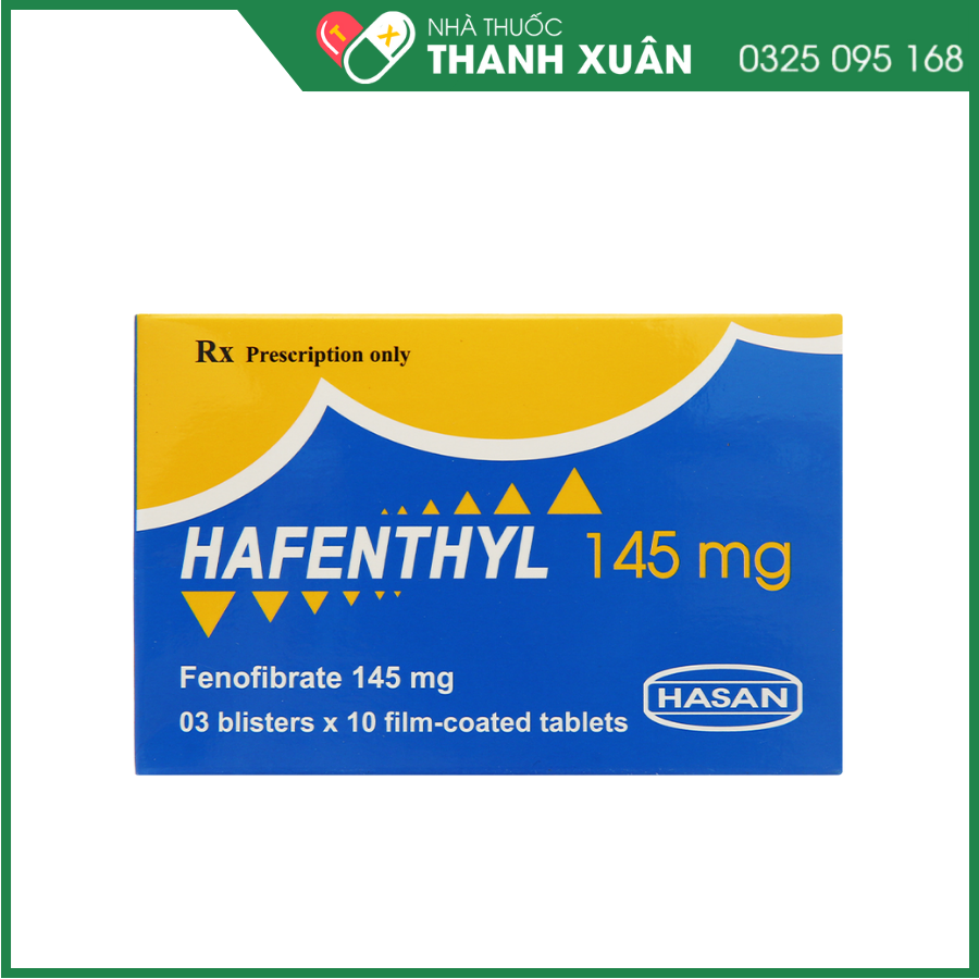 Hafenthyl 145mg trị rối loạn lipoprotein máu (3 vỉ x 10 viên)